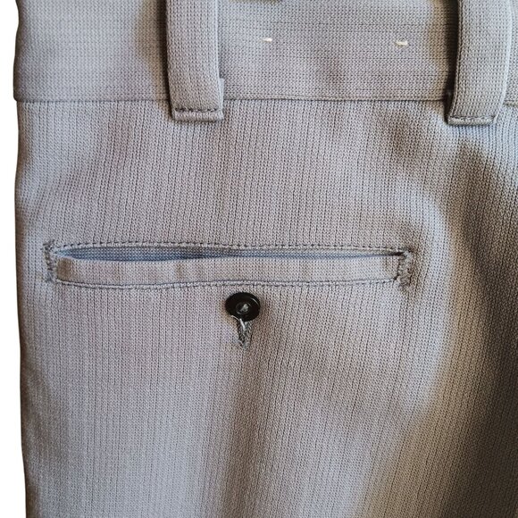 36x31 Vintage 70's Polyester Knit Pants Light Gray Flare Stretch Distress Lawyer - Picture 8 of 10